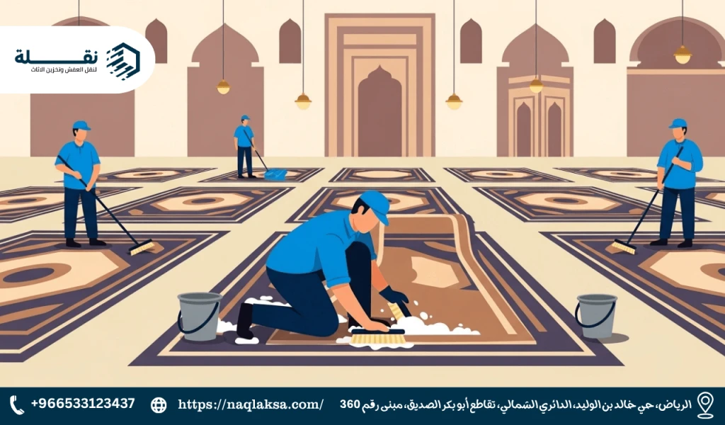 كيفية تنظيف وغسيل سجاد المساجد ذي المساحات الكبيرة